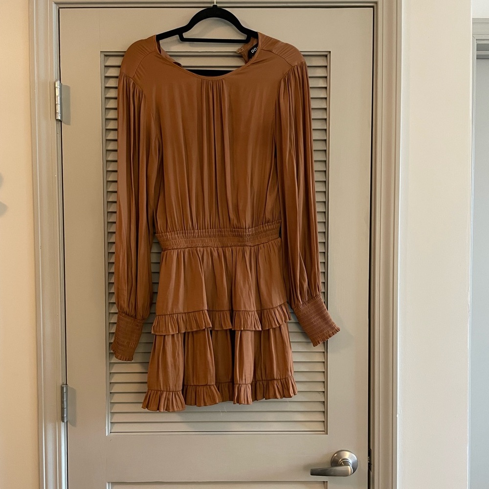 Burnt orange dress with cinched waist